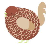 A russet and beige chicken with a lace pattern