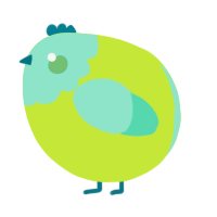 A lime and mint chicken with a head pattern