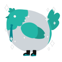 A mist and turquoise chicken with a head pattern