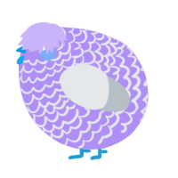 A lilac and mist chicken with a lace pattern