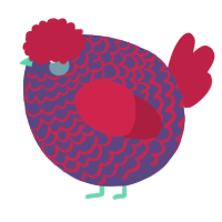A overcast and crimson chicken with a lace pattern