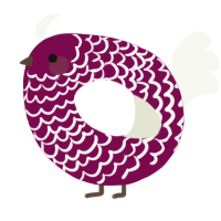 A wine and white chicken with a lace pattern