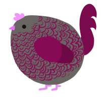 A grey and wine chicken with a double-lace pattern