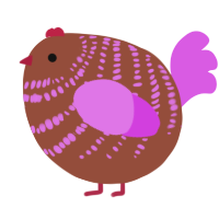 A russet and orchid chicken with a bar pattern
