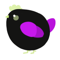 A black and amethyst chicken