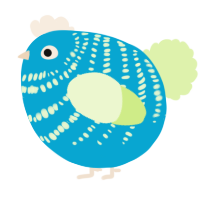 A cerulean and apple chicken with a bar pattern