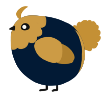 A tumblr and gold chicken with a head pattern