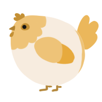 A cream and honey chicken with a head pattern