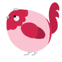 A rose and crimson chicken with a head pattern