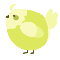 A lime and apple chicken with a head pattern