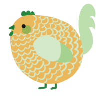 A honey and gluppy chicken with a lace pattern