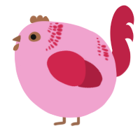 A pink and crimson chicken with a neck-band pattern