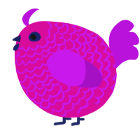 A fuchsia and amethyst chicken with a lace pattern