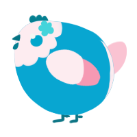 A cerulean and rose chicken with a head pattern