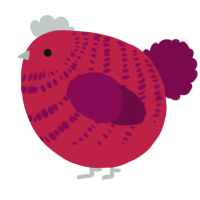 A crimson and wine chicken with a bar pattern