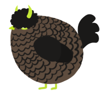 A bark and sable chicken with a lace pattern