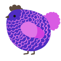 A indigo and orchid chicken with a lace pattern