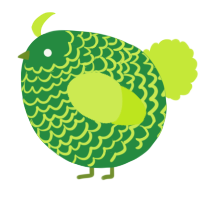 A viridian and lime chicken with a lace pattern