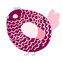 A maroon and rose chicken with a lace pattern