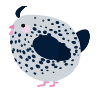 A mist and tumblr chicken with a speckle pattern