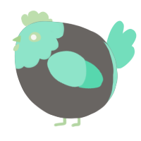 A grey and mint chicken with a head pattern