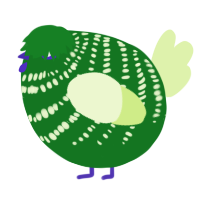 A leaf and apple chicken with a bar pattern