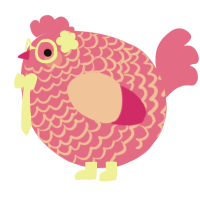 A rose chicken with a lace pattern