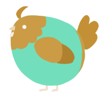 A mint and gold chicken with a head pattern