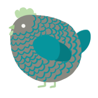 A ash and teal chicken with a lace pattern
