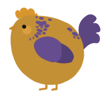 A gold and overcast chicken with a neck-speckle pattern