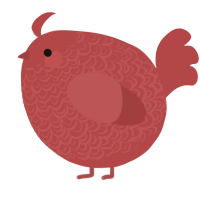 A red chicken with a double-lace pattern