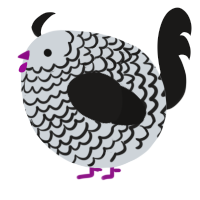 A mist and sable chicken with a lace pattern