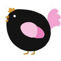A black and pink chicken