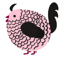 A rose and sable chicken with a lace pattern
