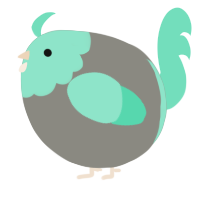 A ash and mint chicken with a head pattern