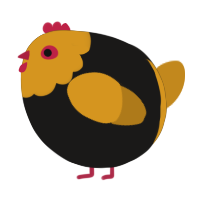 A sable and ochre chicken with a head pattern