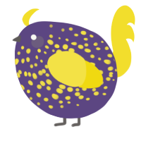 A overcast and yellow chicken with a speckle pattern