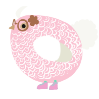 A rose and white chicken with a double-lace pattern