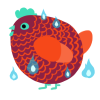 A mint and cerulean chicken with a lace pattern