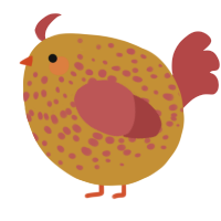 A gold and red chicken with a speckle pattern