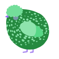 A viridian and spring chicken with a speckle pattern