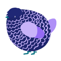 A navy and lilac chicken with a lace pattern