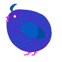 A indigo and ultramarine chicken with a lace pattern