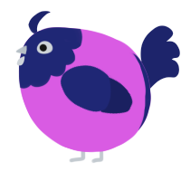 A orchid and navy chicken with a head pattern