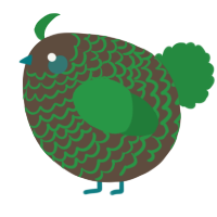 A bark and viridian chicken with a lace pattern