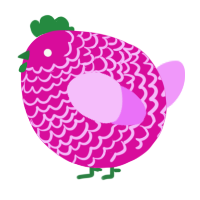 A fuchsia and lavender chicken with a lace pattern