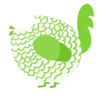 A white and grass chicken with a lace pattern