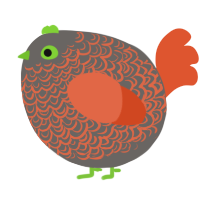 A grey and vermilion chicken with a double-lace pattern
