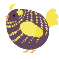 A overcast and yellow chicken with a bar pattern