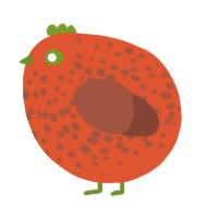 A vermilion and russet chicken with a speckle pattern